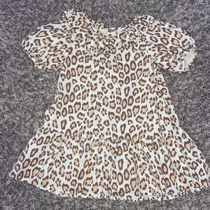 Janie and Jack Leopard Puff Sleeve Ruffle Dress 2T